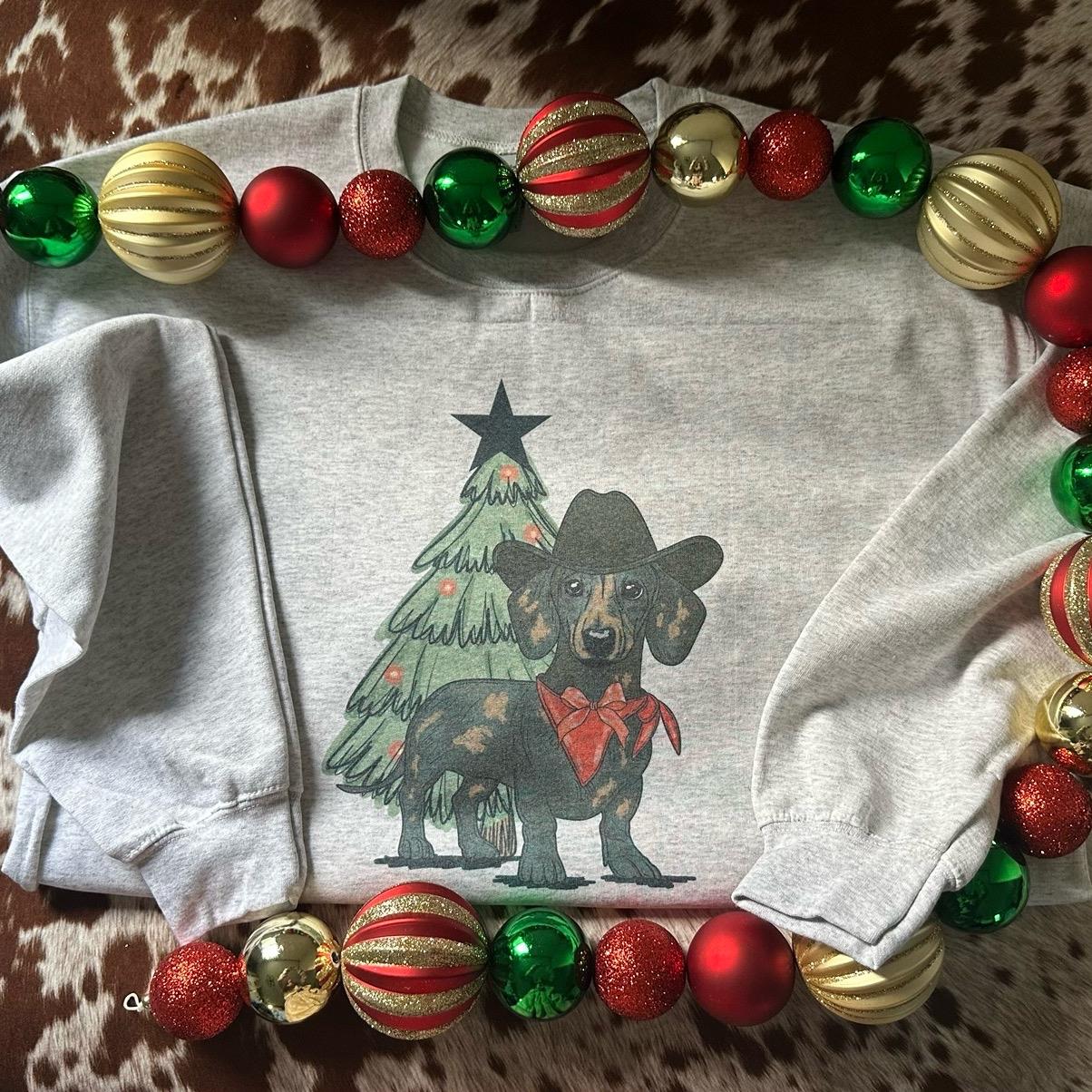 Christmas wiener dog tee crewneck sweatshirt unisex weenie dog