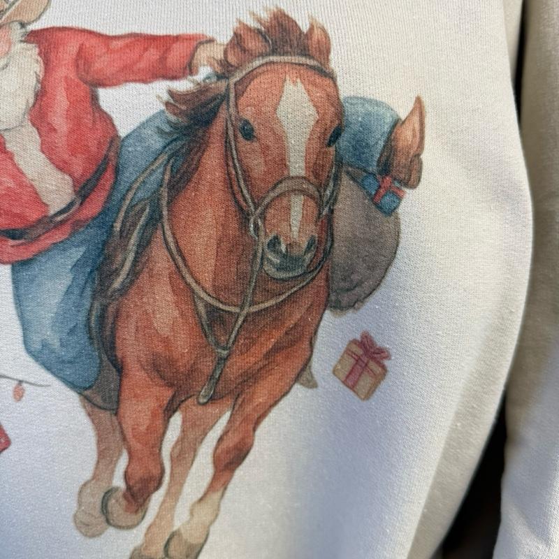 Bull dogging Santa tees and crewnecks