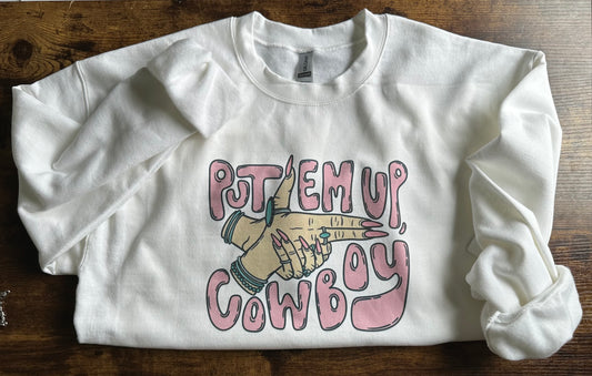 Put em up cowboy tee crewneck sweatshirt