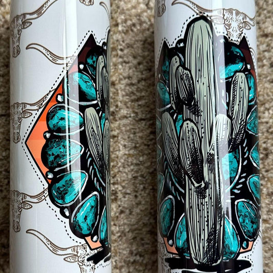 20oz skinny tumbler with straw custom western design choice Bottles Drinkware Water Bottles turquoise punchy cow print cheetah bees floral Stylish Coffee Beverage Portable Cup