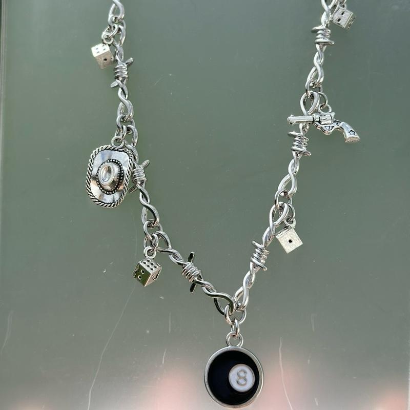 Barbed wire chunky charm necklace Handmade Fashion Accessory