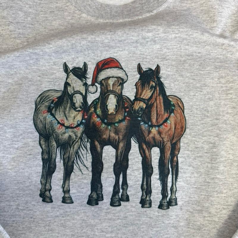 Christmas horses sweatshirt tshirt holiday Santa