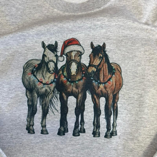 Christmas horses sweatshirt tshirt holiday Santa
