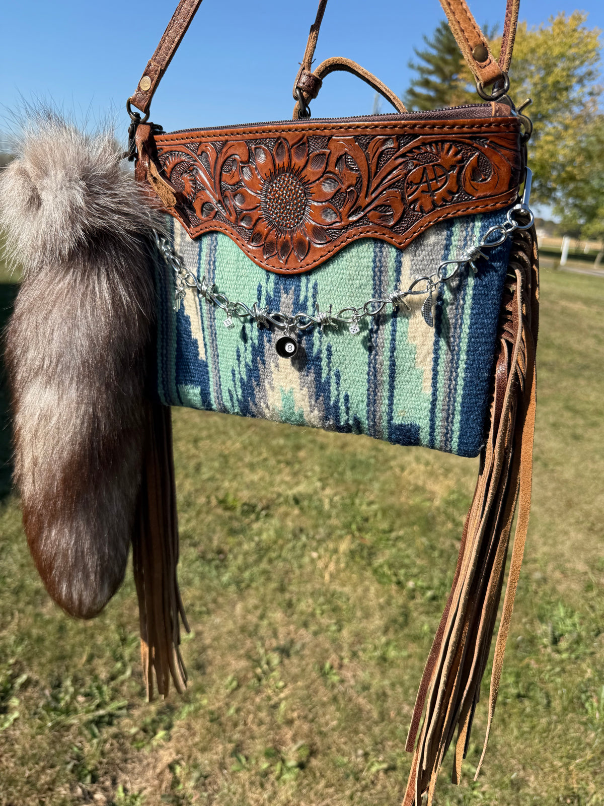 Barbed wire purse chain charm