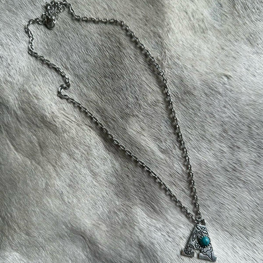 Western letter initial necklace A-Z turquoise